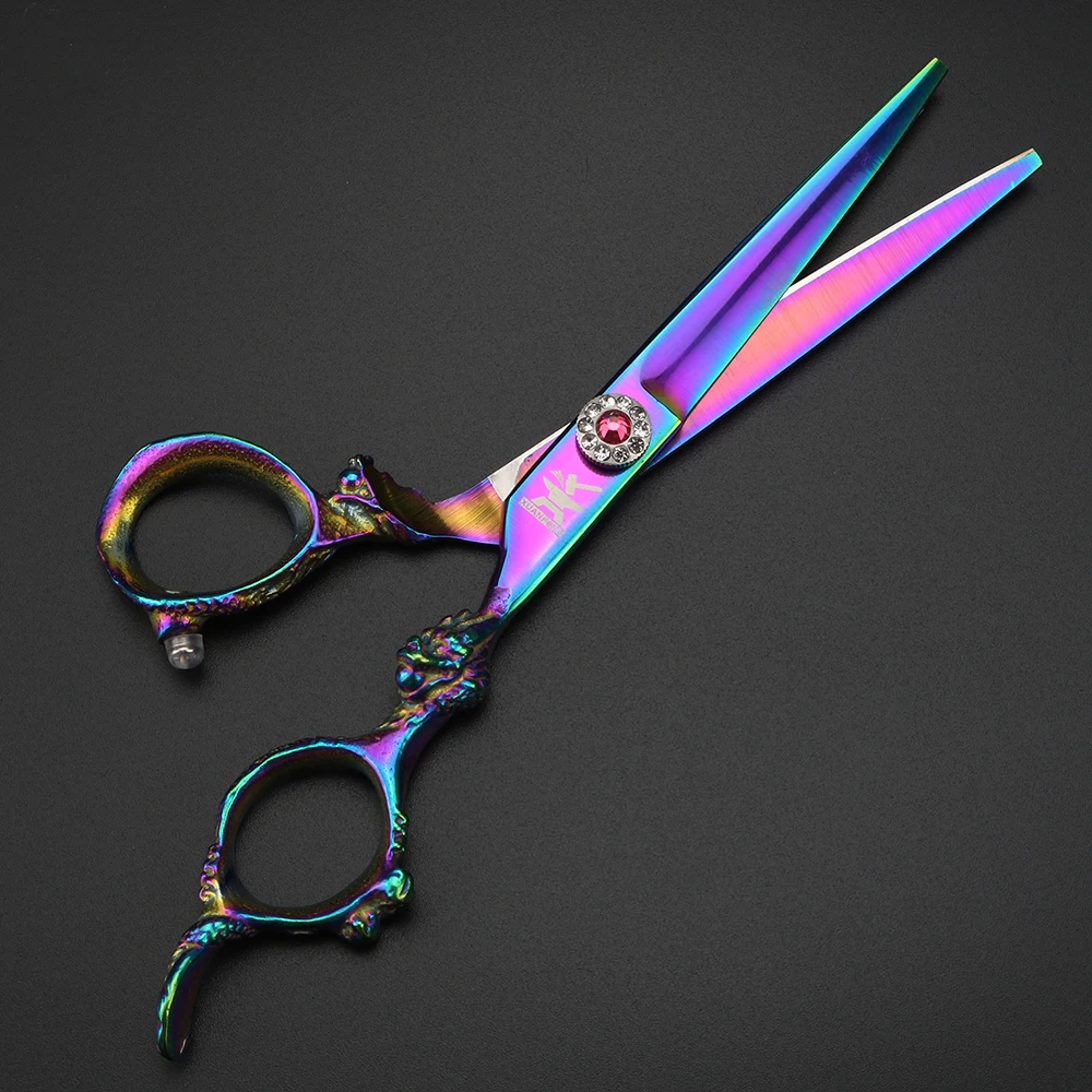 Purple Double Dragon Handle Hair Scissors Barber Cutting Scissors and Thinning Scissors Japanese Scissors - Image 5