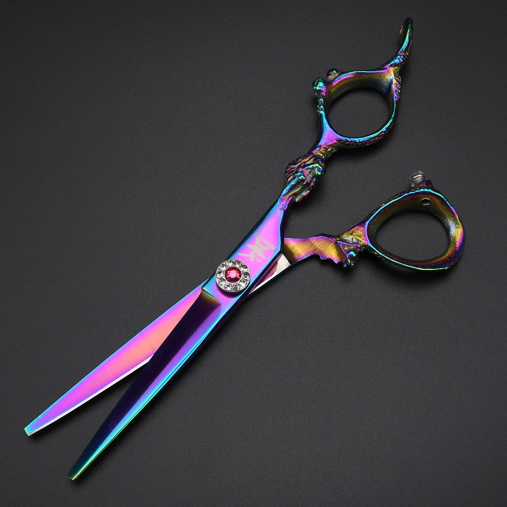Purple Double Dragon Handle Hair Scissors Barber Cutting Scissors and Thinning Scissors Japanese Scissors - Image 6
