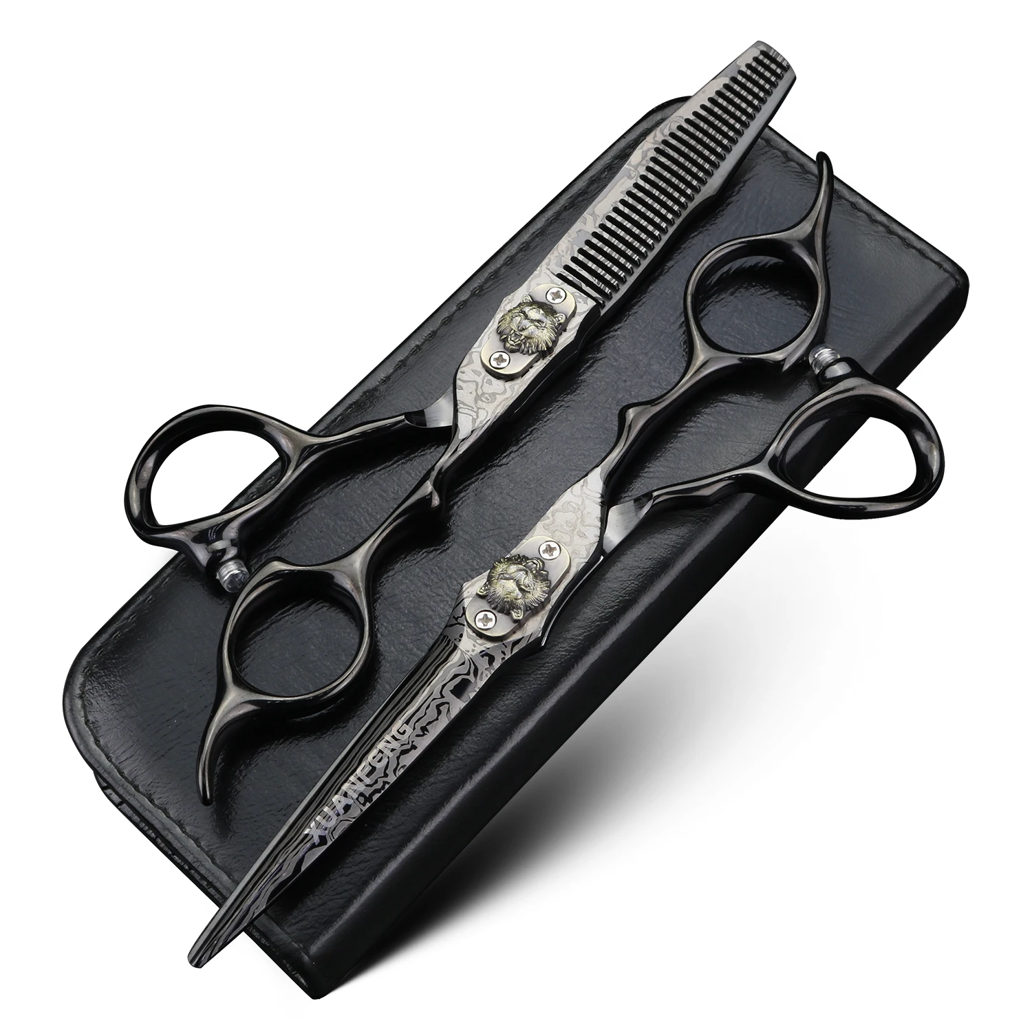 XUANFENG 6 inch Damascus Barber's Scissors Hair Gallery Styling Tools Cutting Scissors and Thinning Scissors Collection