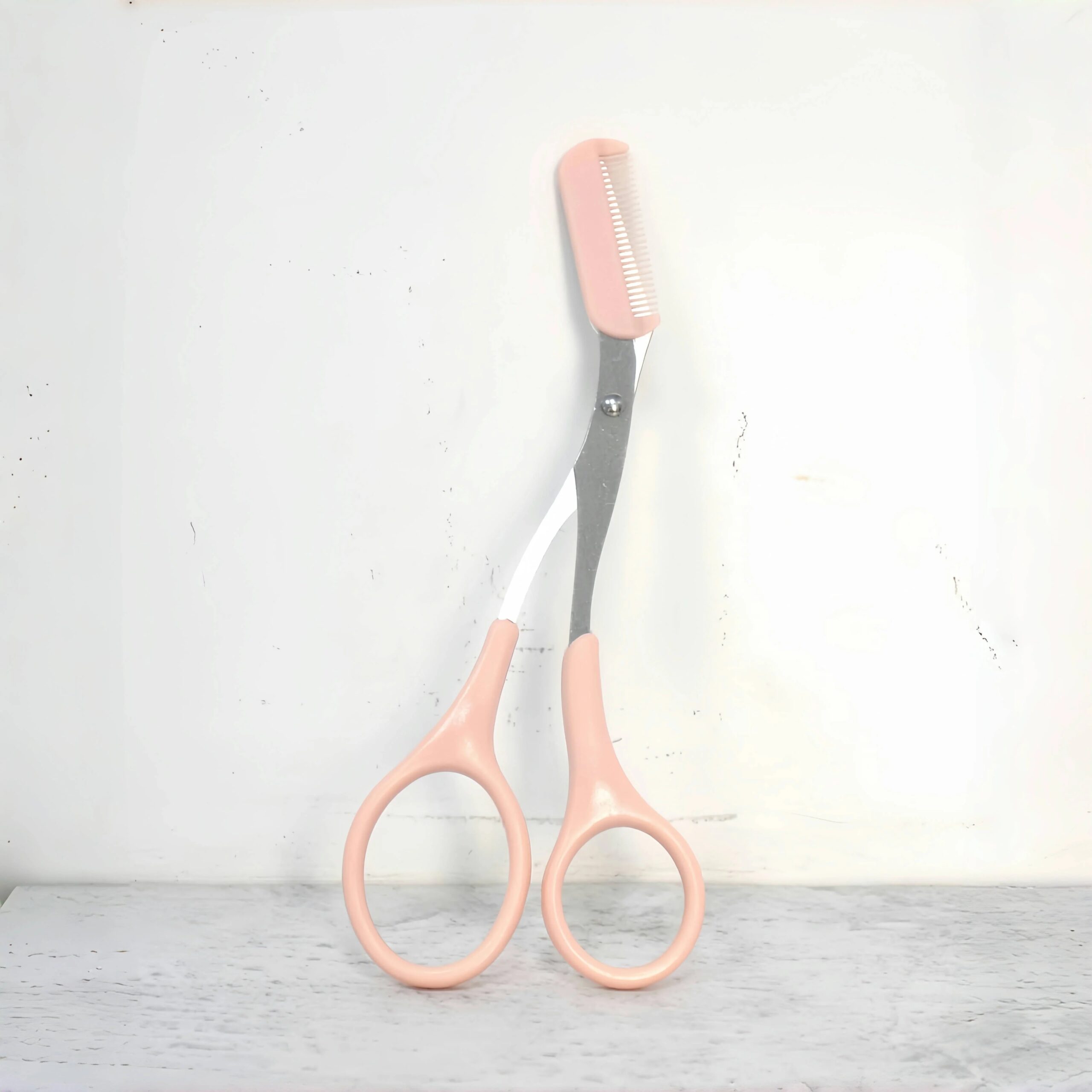 Pink Eyebrow Trimming Scissors with Built-in Comb - Stainless Steel, Precise Grooming Tool, Creating Perfect Eyebrows - Image 2