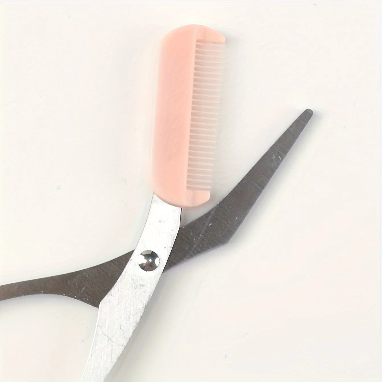 Pink Eyebrow Trimming Scissors with Built-in Comb - Stainless Steel, Precise Grooming Tool, Creating Perfect Eyebrows - Image 4