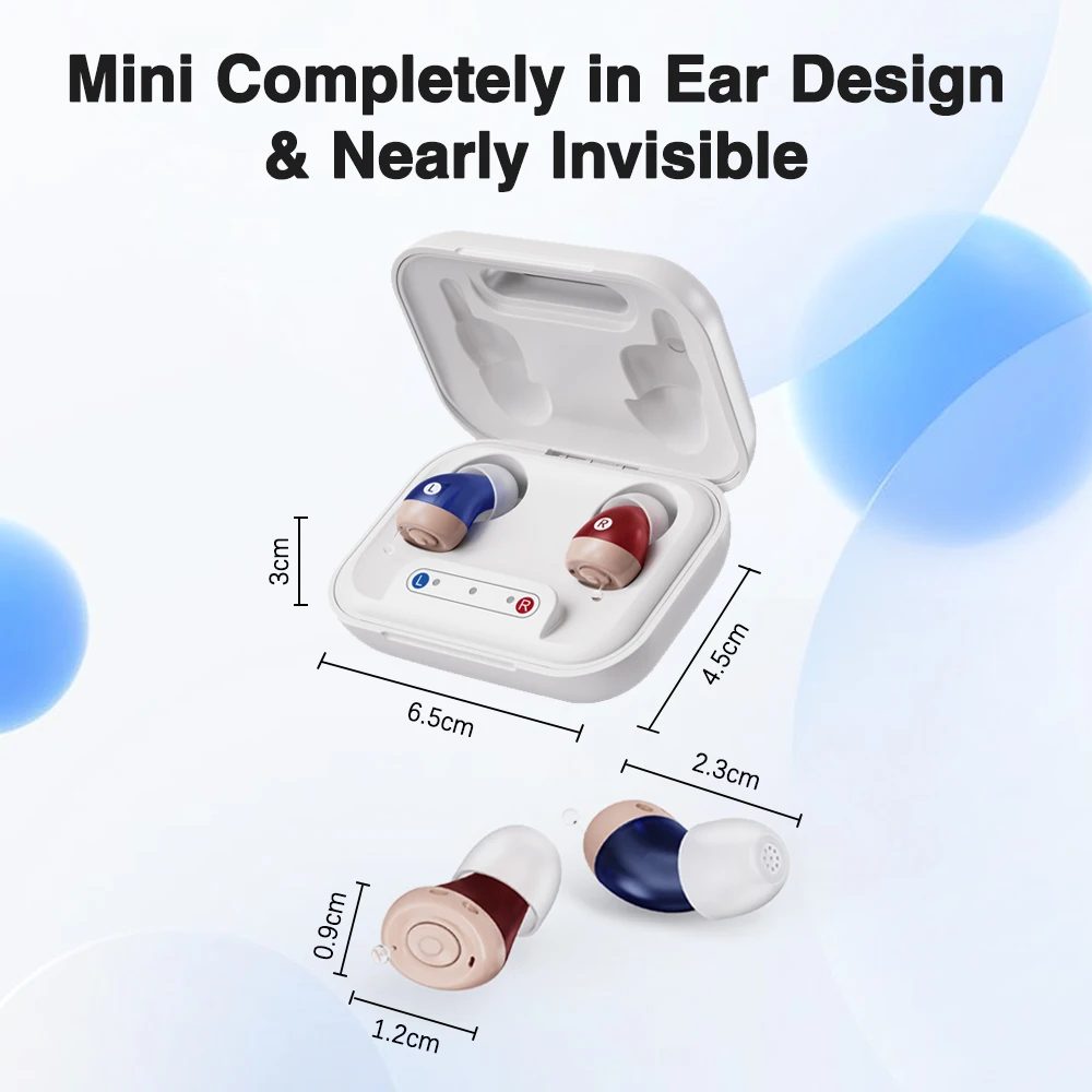 JINGHAO Rechargerable Hearing Aids Ear Device Hearing Amplifier Sound Enhance One Pair with Charger Case L+R For Elderly Adult - Image 2