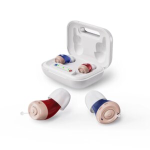 JINGHAO Rechargerable Hearing Aids Ear Device Hearing Amplifier Sound Enhance One Pair with Charger Case L+R For Elderly Adult