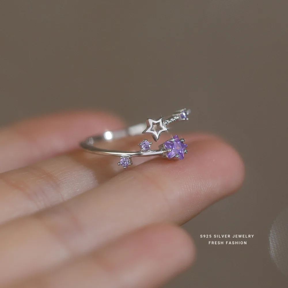 SOFTPIG Real 925 Sterling Silver Sparkling Zircon Meteor Starlight Adjustable Ring for Women Fine Jewelry Exquisite Accessories - Image 3