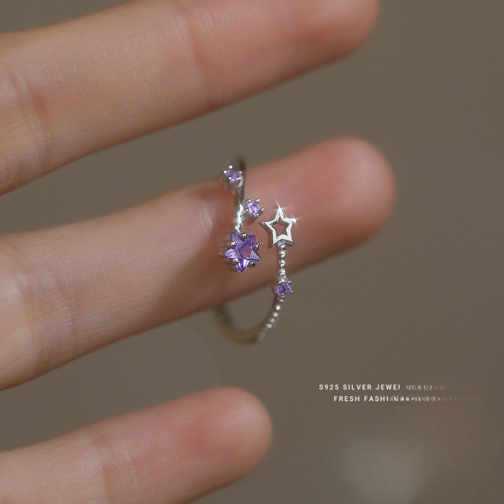 SOFTPIG Real 925 Sterling Silver Sparkling Zircon Meteor Starlight Adjustable Ring for Women Fine Jewelry Exquisite Accessories - Image 5