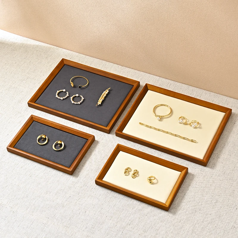 Oirlv Wooden Jewelry Organizer Tray Jewelry Ring Bracelet Necklace Viewing Tray Watch Jewelry Display Tray Jewelry Storage Plate - Image 2