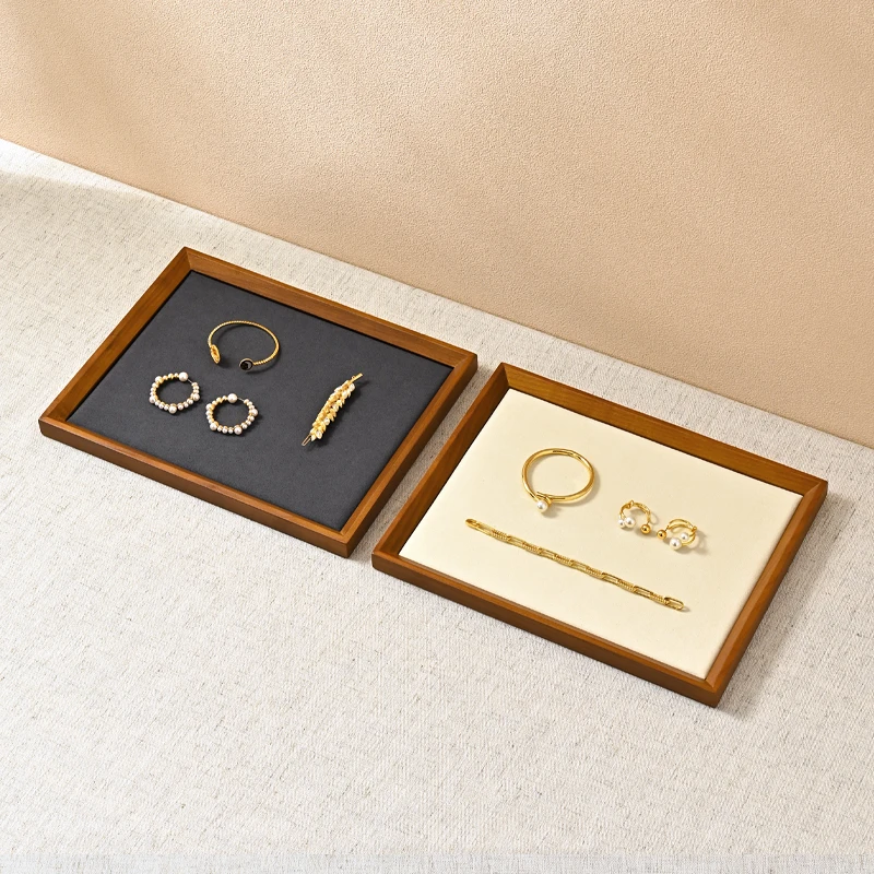 Oirlv Wooden Jewelry Organizer Tray Jewelry Ring Bracelet Necklace Viewing Tray Watch Jewelry Display Tray Jewelry Storage Plate - Image 3