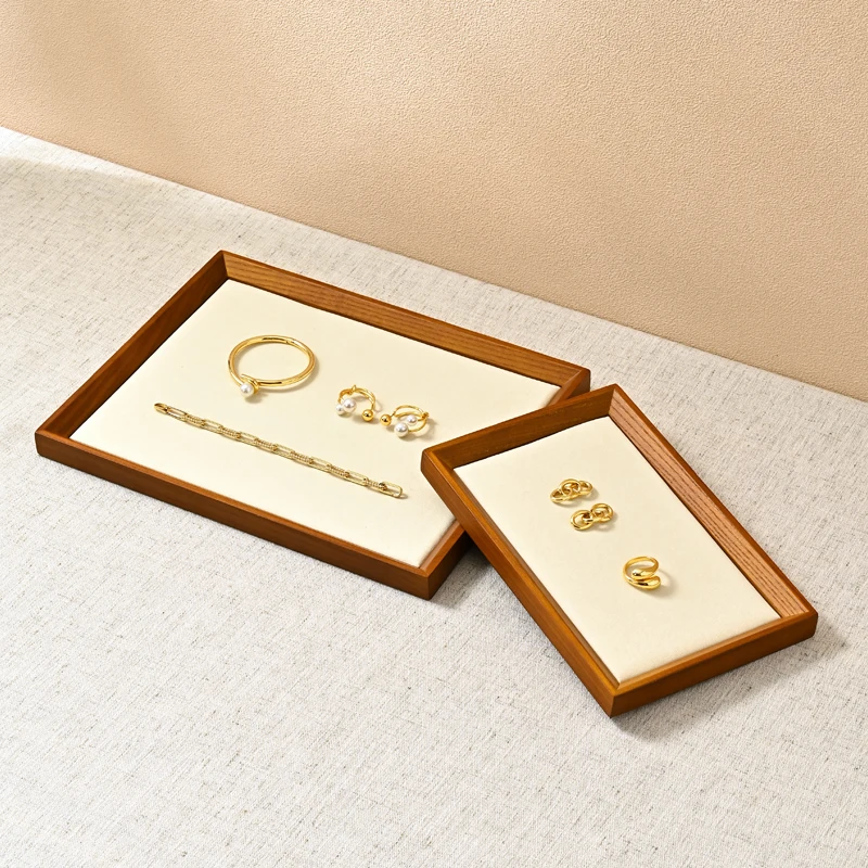 Oirlv Wooden Jewelry Organizer Tray Jewelry Ring Bracelet Necklace Viewing Tray Watch Jewelry Display Tray Jewelry Storage Plate - Image 5