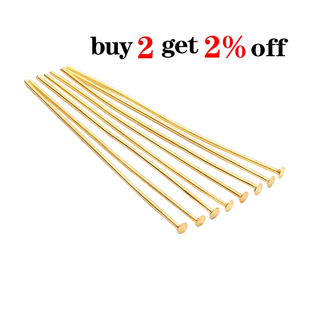 100-200pcs/bag 20 25 30 40 50 60 70 mm Flat Head Pins Gold/Copper/Rhodium Headpins For Jewelry Findings Making DIY Supplies - Image 2