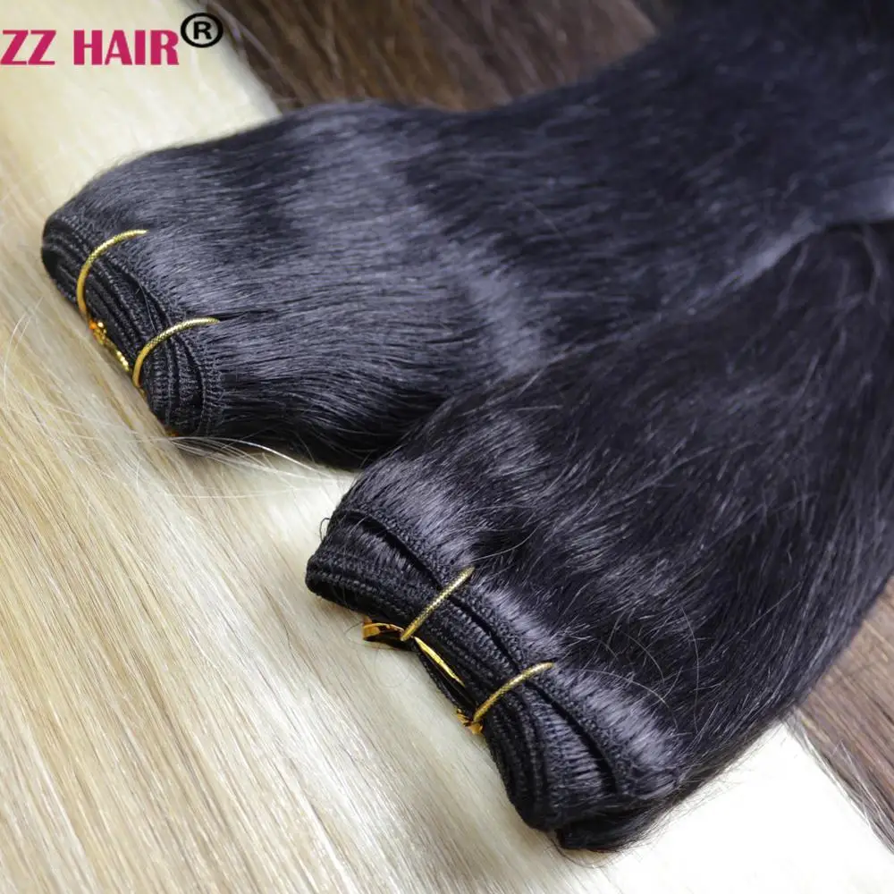 ZZHAIR 100% Human Hair Extensions 16"-26" Machine Made Remy Hair Weft Weaving 100g/Pcs Straight Natural Silk Non-clips - Image 2