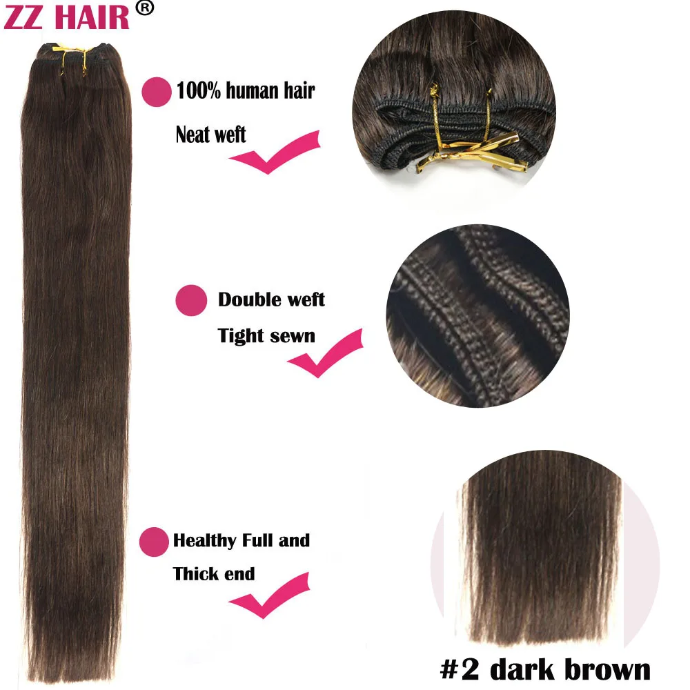 ZZHAIR 100% Human Hair Extensions 16"-26" Machine Made Remy Hair Weft Weaving 100g/Pcs Straight Natural Silk Non-clips - Image 6