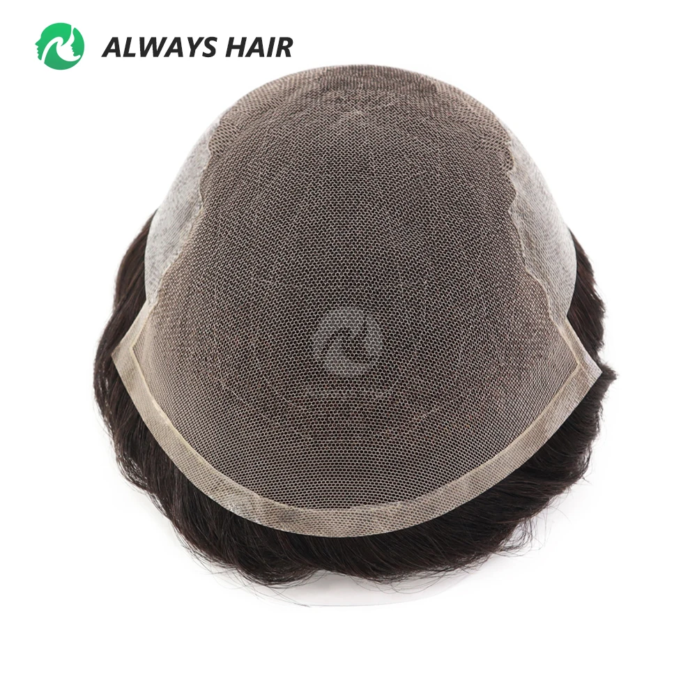 Alwayshair-DUAR Q6 Hair System Invisible Hairline Men Toupee Lace & PU Natural Indian Hair Prosthesis 130 Hair Patch for Man Wig - Image 3