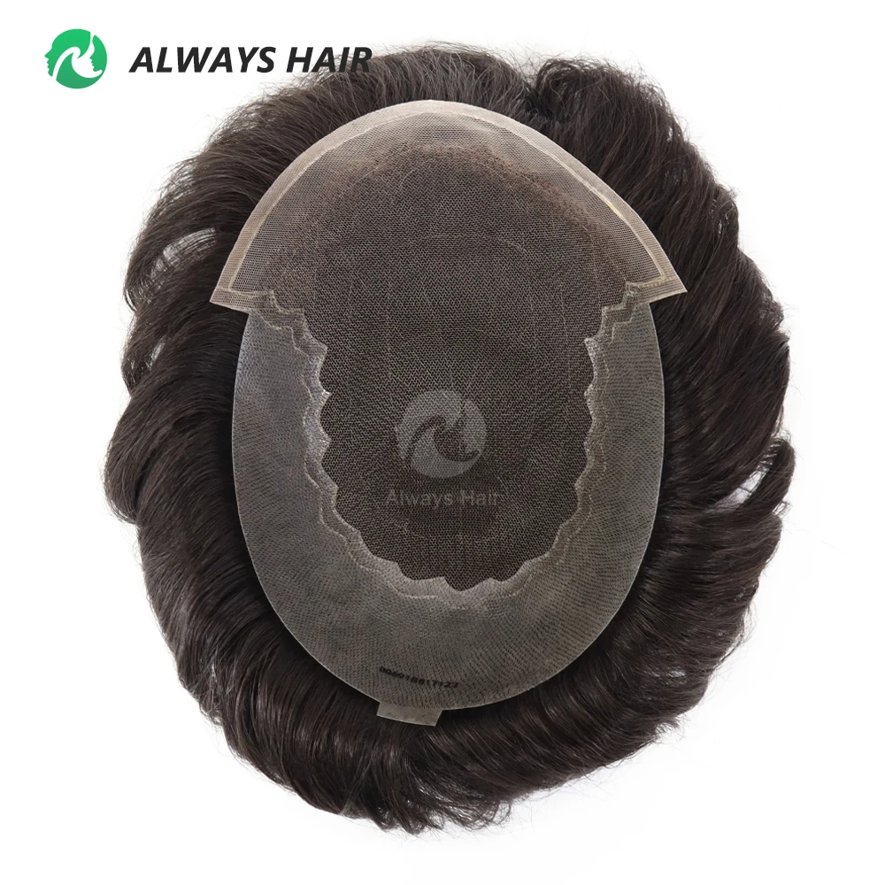 Alwayshair-DUAR Q6 Hair System Invisible Hairline Men Toupee Lace & PU Natural Indian Hair Prosthesis 130 Hair Patch for Man Wig - Image 2