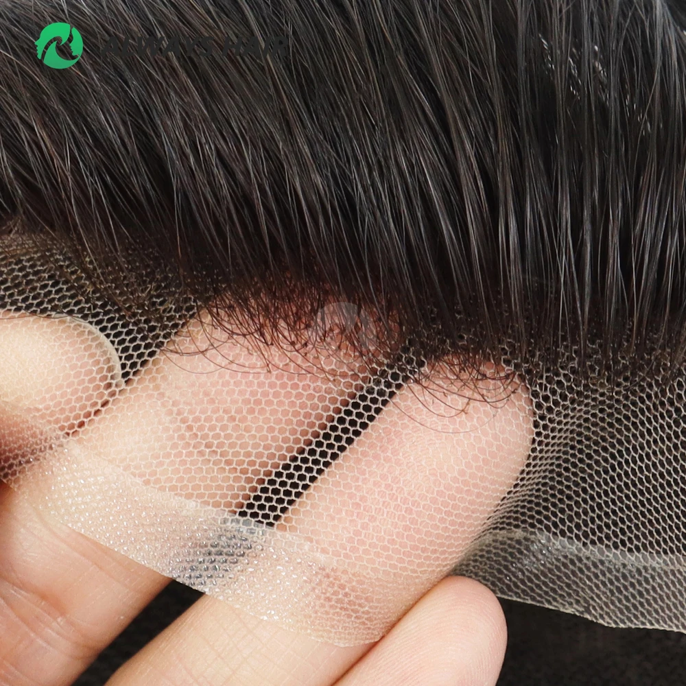 Alwayshair-DUAR Q6 Hair System Invisible Hairline Men Toupee Lace & PU Natural Indian Hair Prosthesis 130 Hair Patch for Man Wig - Image 5
