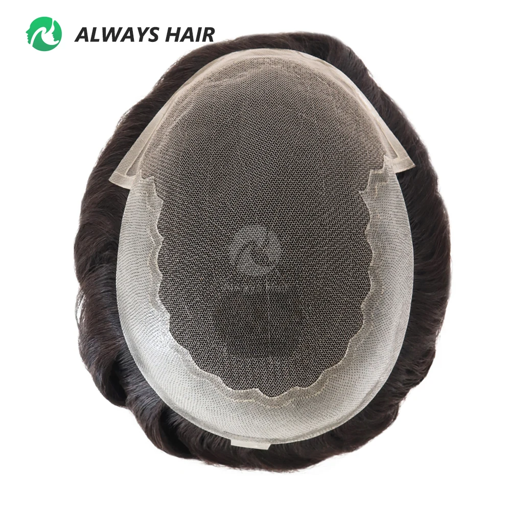 Alwayshair-DUAR Q6 Hair System Invisible Hairline Men Toupee Lace & PU Natural Indian Hair Prosthesis 130 Hair Patch for Man Wig - Image 4
