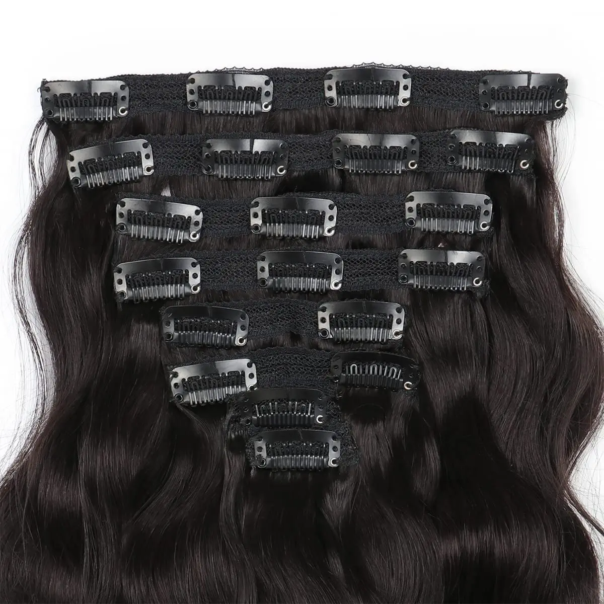 Body Wave Clip in Hair Extensions Human Hair Clip in Hair Extensions #1B Full Head 8Pcs with 120Gram Clip In Hair Extensions - Image 2