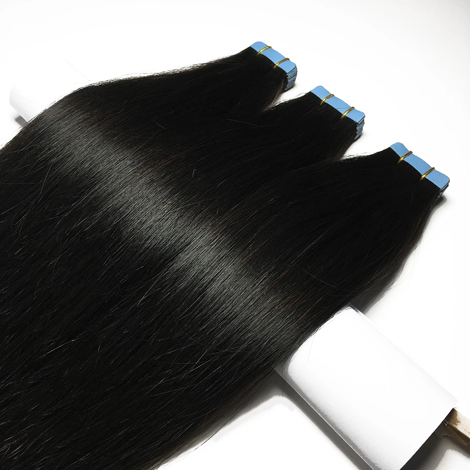 Tape In Straight Human Hair Extensions Brazilian Hair Adhesive Extensions Skin Weft Black Brown 100% Real Human Hair for Women - Image 5