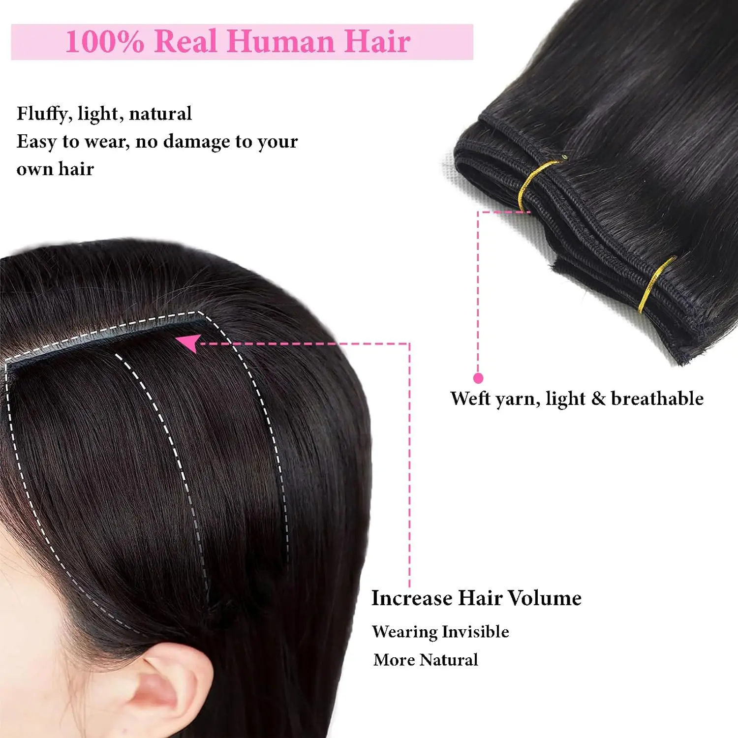 Clip in Hair Extensions Human Hair Natural Straight Seamless Clip ons Hair Extensions Invisible Clip ins Hair For Women Clip ins - Image 5