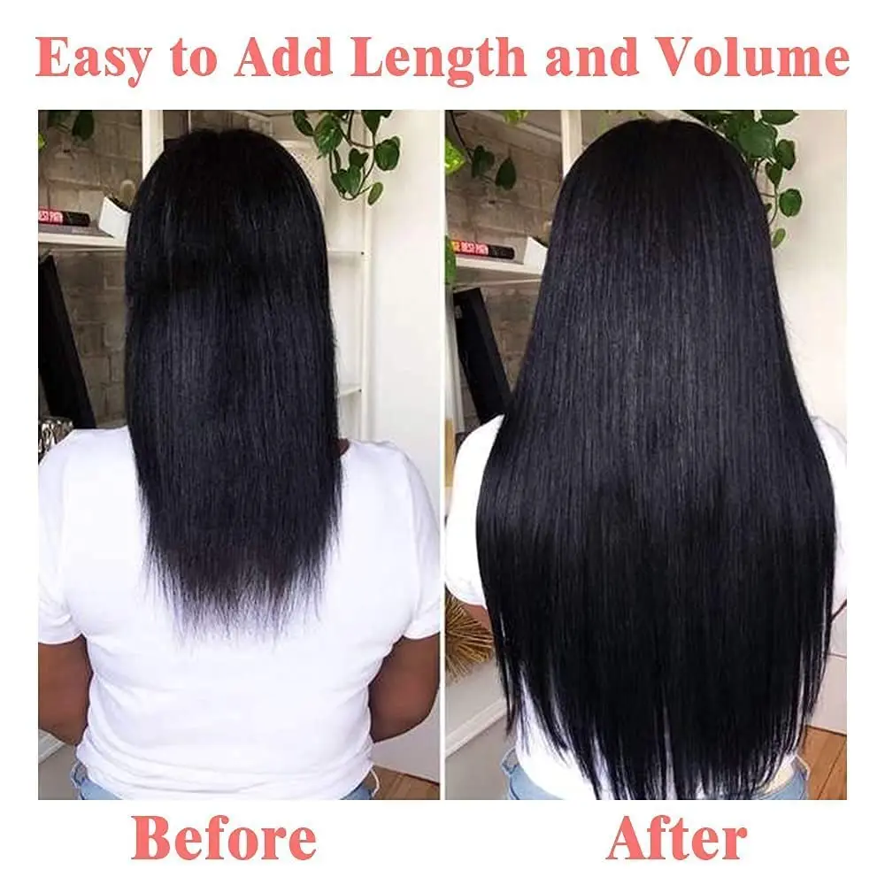 Clip in Hair Extensions Human Hair Natural Straight Seamless Clip ons Hair Extensions Invisible Clip ins Hair For Women Clip ins - Image 6