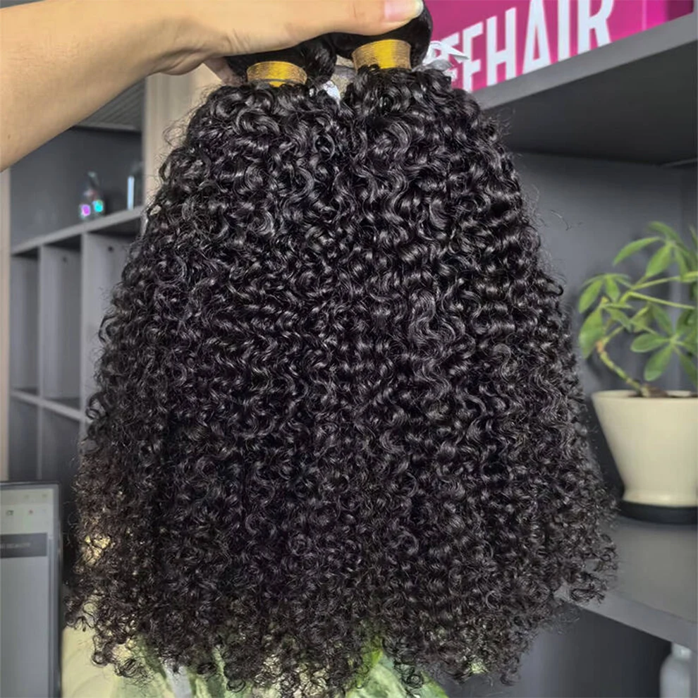 16A Indian Kinky Curly Hair Bundles 1/2/3 Bundles Deal Raw Unprocessed Human Hair Weave Tissage Cheveux Humain Hair Extensions - Image 2