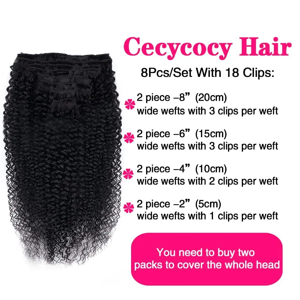 Kinky Curly Clip In Human Remy Hair Extensions 8-26 Inch Kinky Curly Clips Hair Extensions 100% Human Hair For Women - Image 2