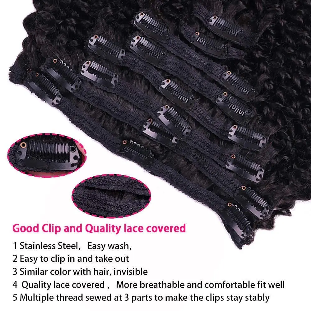 Kinky Curly Clip In Human Remy Hair Extensions 8-26 Inch Kinky Curly Clips Hair Extensions 100% Human Hair For Women - Image 4