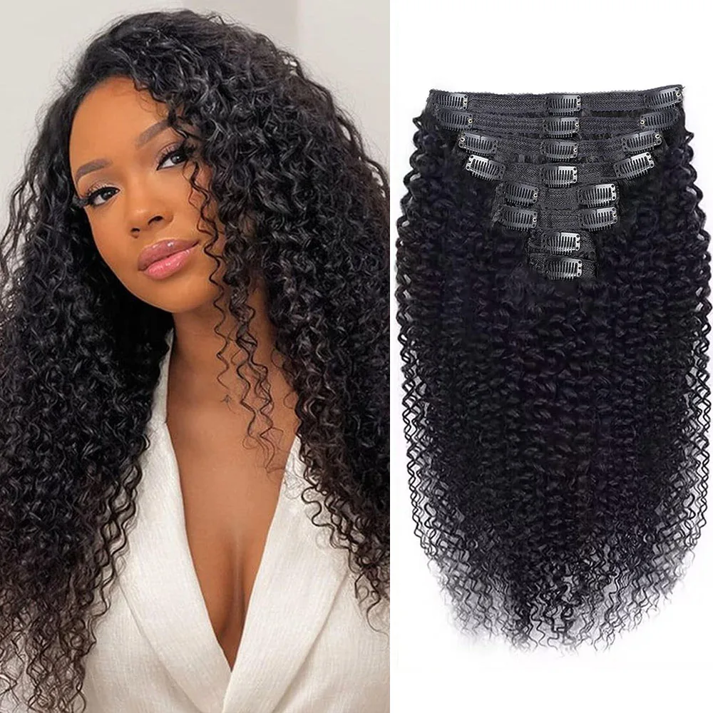Kinky Curly Clip In Human Remy Hair Extensions 8-26 Inch Kinky Curly Clips Hair Extensions 100% Human Hair For Women