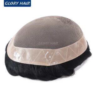 5" Fine Mono Toupee Men's Capillary Prosthesis Indian Human Hair Male Toupee Wig Real Hair Wigs Hair System For Man