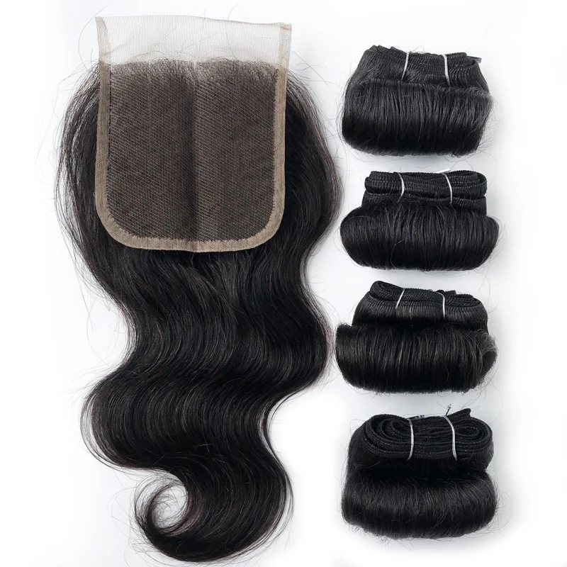 Brazilian Body Wave Bundles With Closure Human Hair Bundles With Closure Human Hair Weave Extensions 1B 27 30 Burgundy Color - Image 2