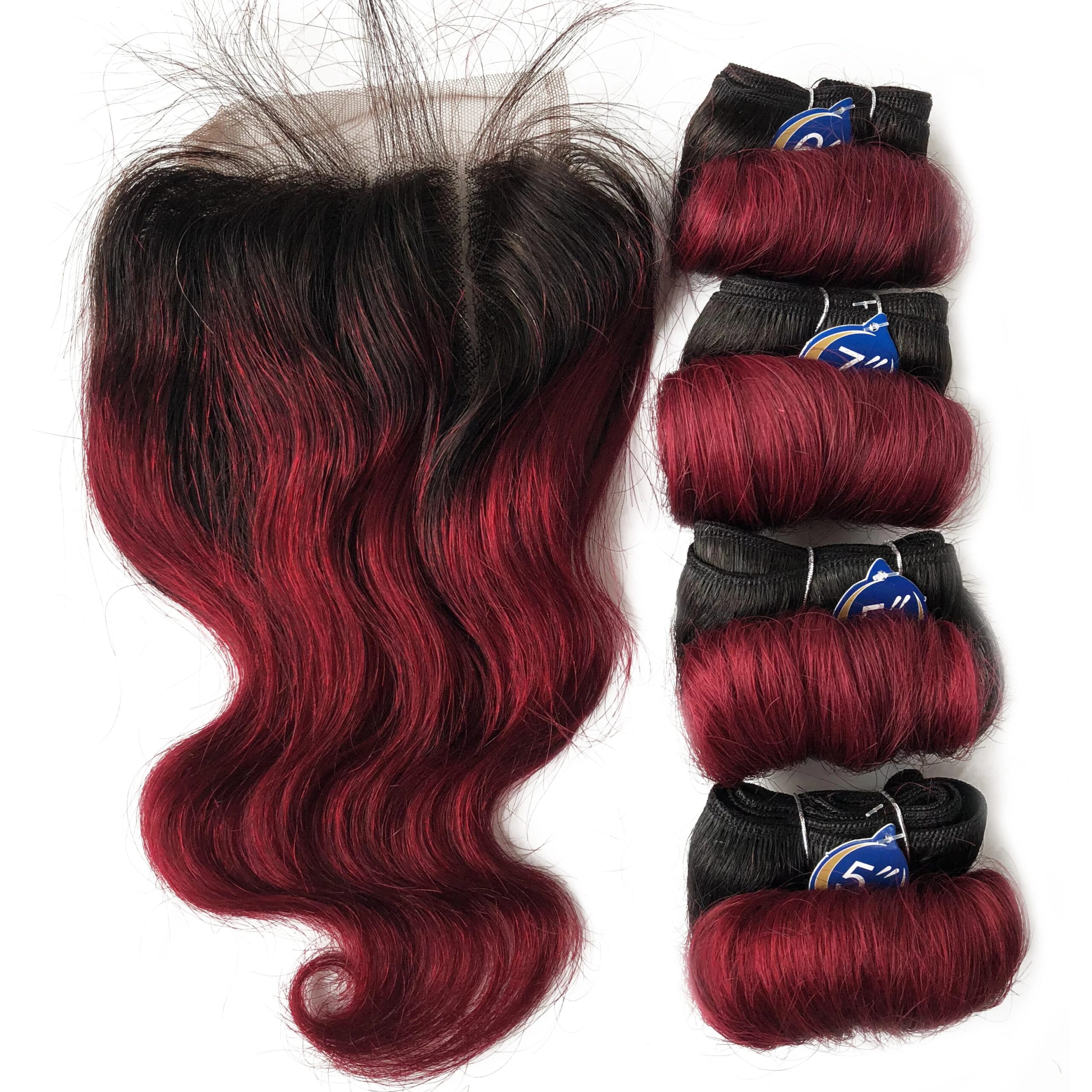 Brazilian Body Wave Bundles With Closure Human Hair Bundles With Closure Human Hair Weave Extensions 1B 27 30 Burgundy Color - Image 4