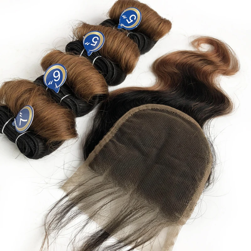 Brazilian Body Wave Bundles With Closure Human Hair Bundles With Closure Human Hair Weave Extensions 1B 27 30 Burgundy Color - Image 3