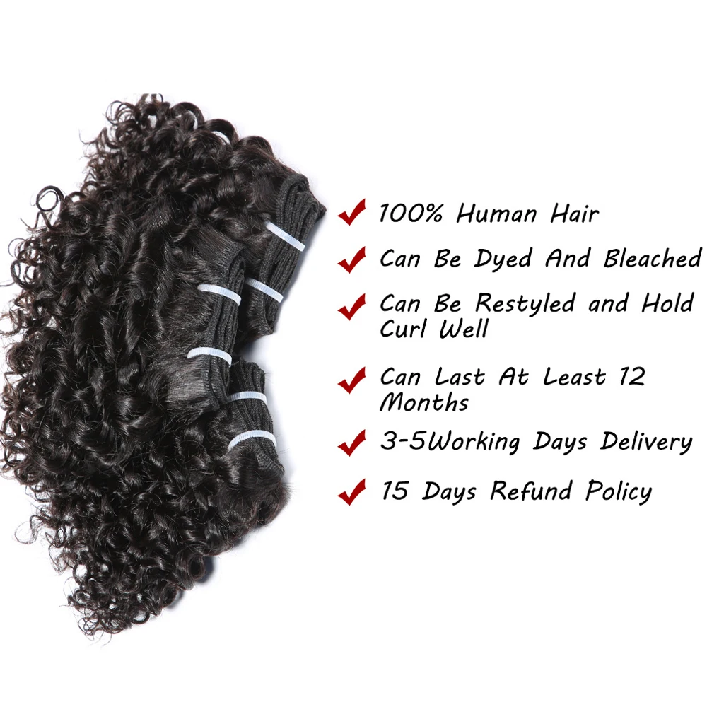 Code Calla Bouncy Curly Hair Bundles Double Draw Indian 6inch Short Cut Remy Human Hair Extensions Natural Black Brown Color - Image 5