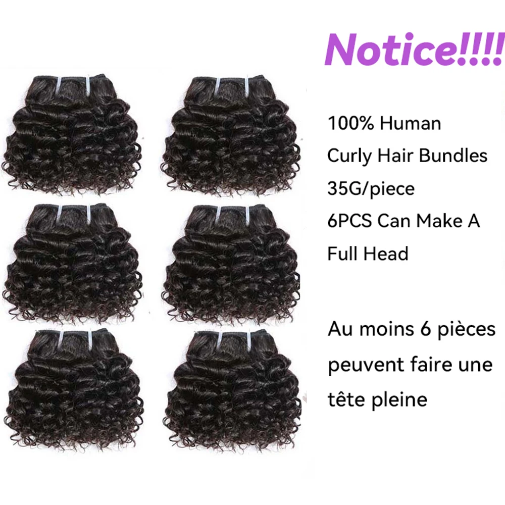 Code Calla Bouncy Curly Hair Bundles Double Draw Indian 6inch Short Cut Remy Human Hair Extensions Natural Black Brown Color - Image 4