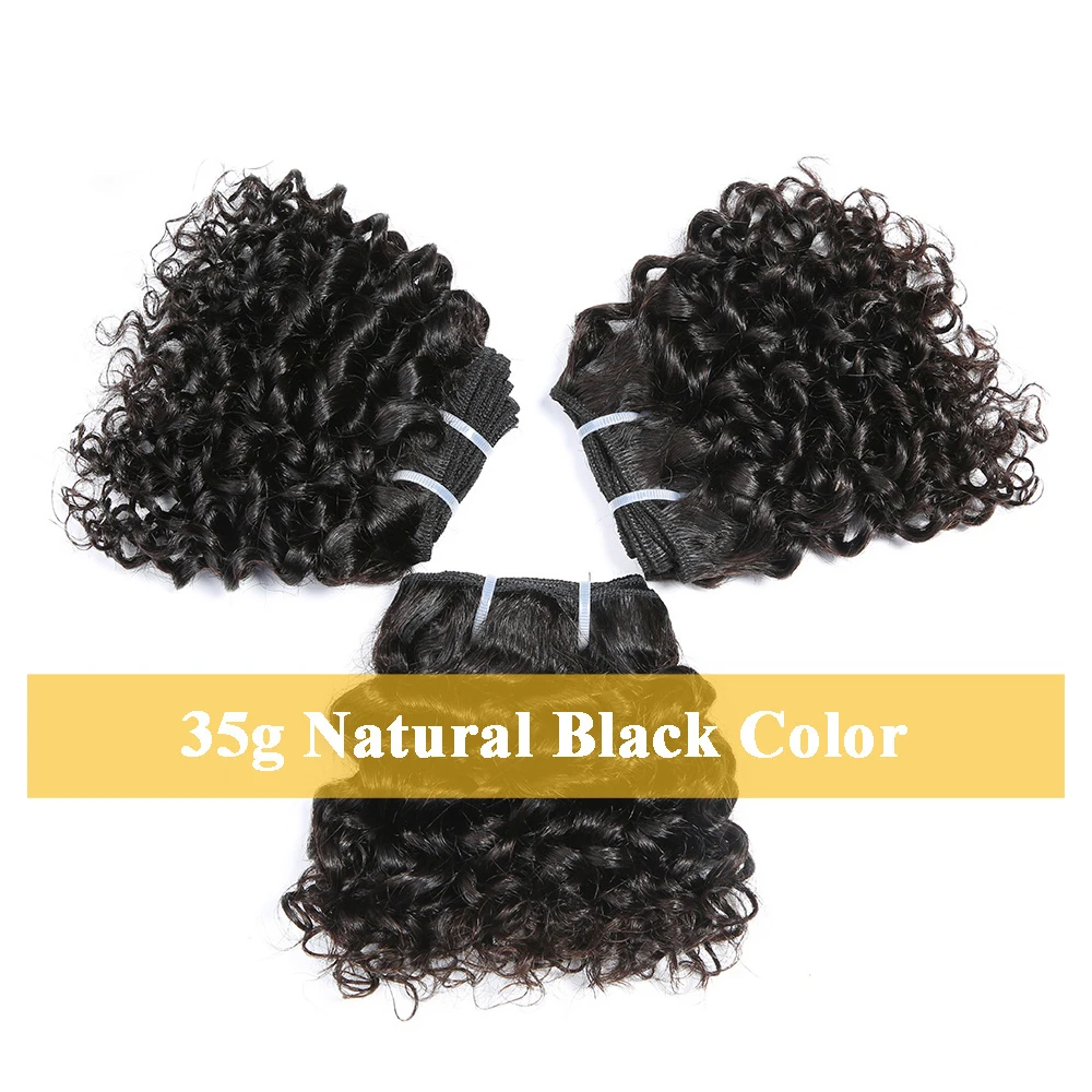 Code Calla Bouncy Curly Hair Bundles Double Draw Indian 6inch Short Cut Remy Human Hair Extensions Natural Black Brown Color - Image 2
