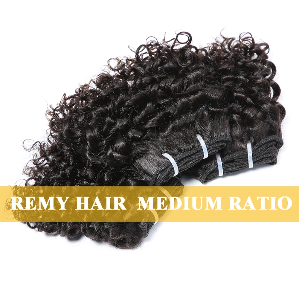 Code Calla Bouncy Curly Hair Bundles Double Draw Indian 6inch Short Cut Remy Human Hair Extensions Natural Black Brown Color - Image 3