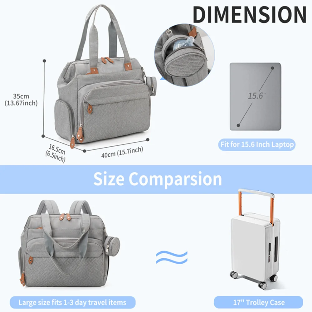PANGDUBE Large Size Mom Dad Backpack Baby Diaper Bags with Pacifier Bag Nappy Bag for Baby Things Maternity Backpack for Mommy - Image 3