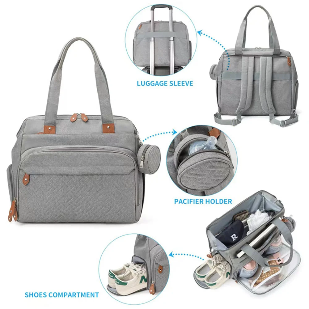 PANGDUBE Large Size Mom Dad Backpack Baby Diaper Bags with Pacifier Bag Nappy Bag for Baby Things Maternity Backpack for Mommy - Image 6