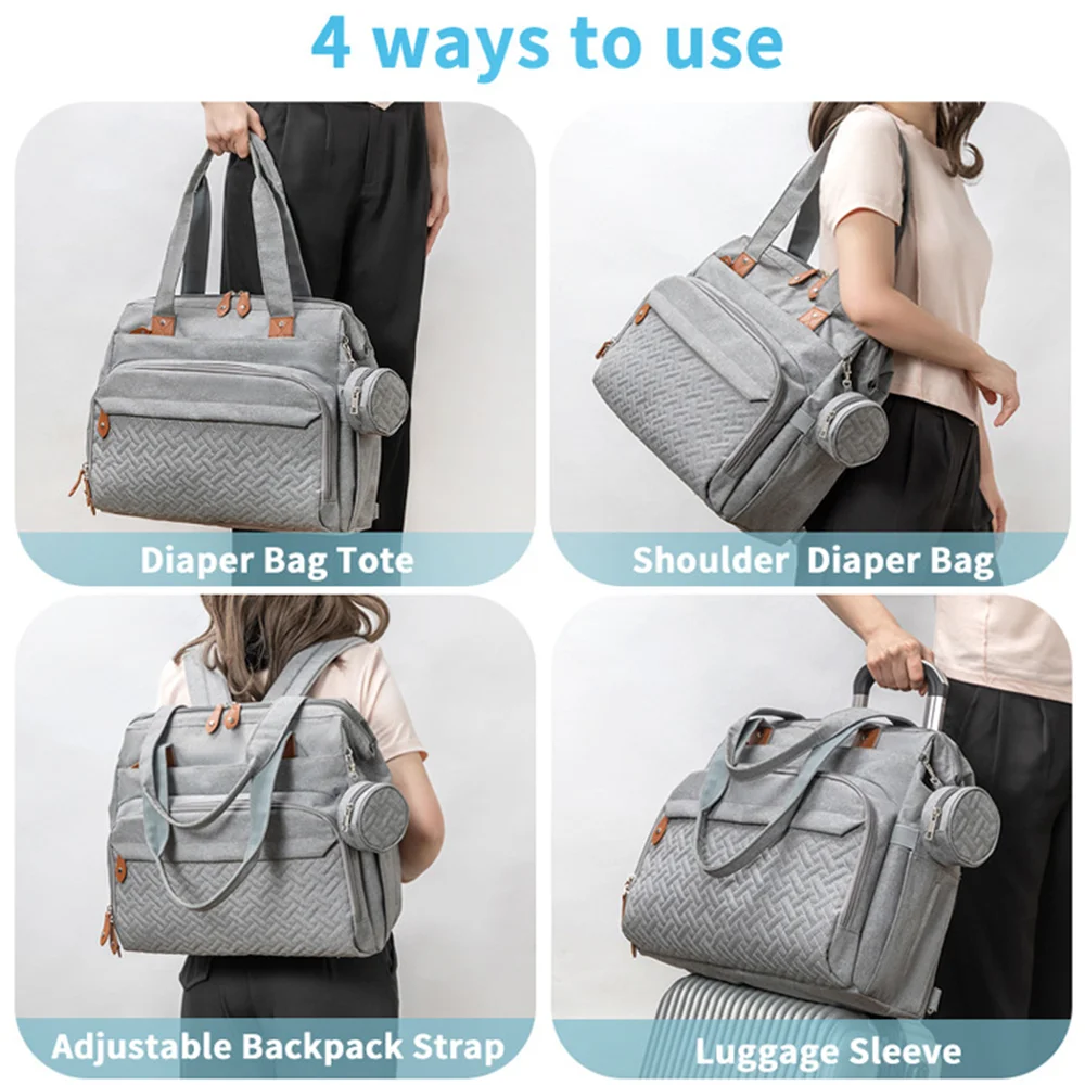 PANGDUBE Large Size Mom Dad Backpack Baby Diaper Bags with Pacifier Bag Nappy Bag for Baby Things Maternity Backpack for Mommy - Image 4