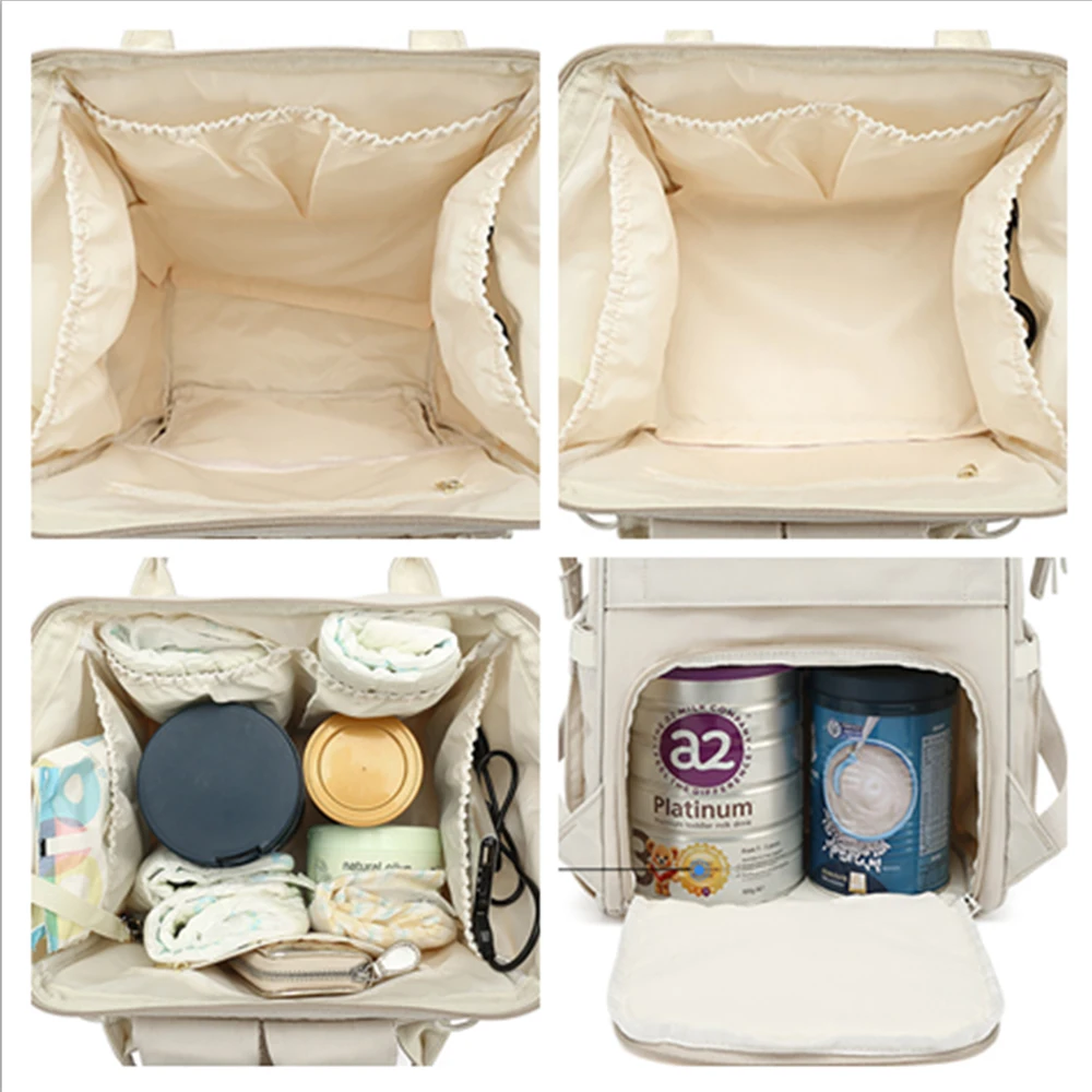 Baby Nappy Bag Mummy Bag Backpack Waterproof Storage Handbag Outdoor Travel Mommy Maternity Bag For Baby Stuff 2 Layer Gray - Image 4