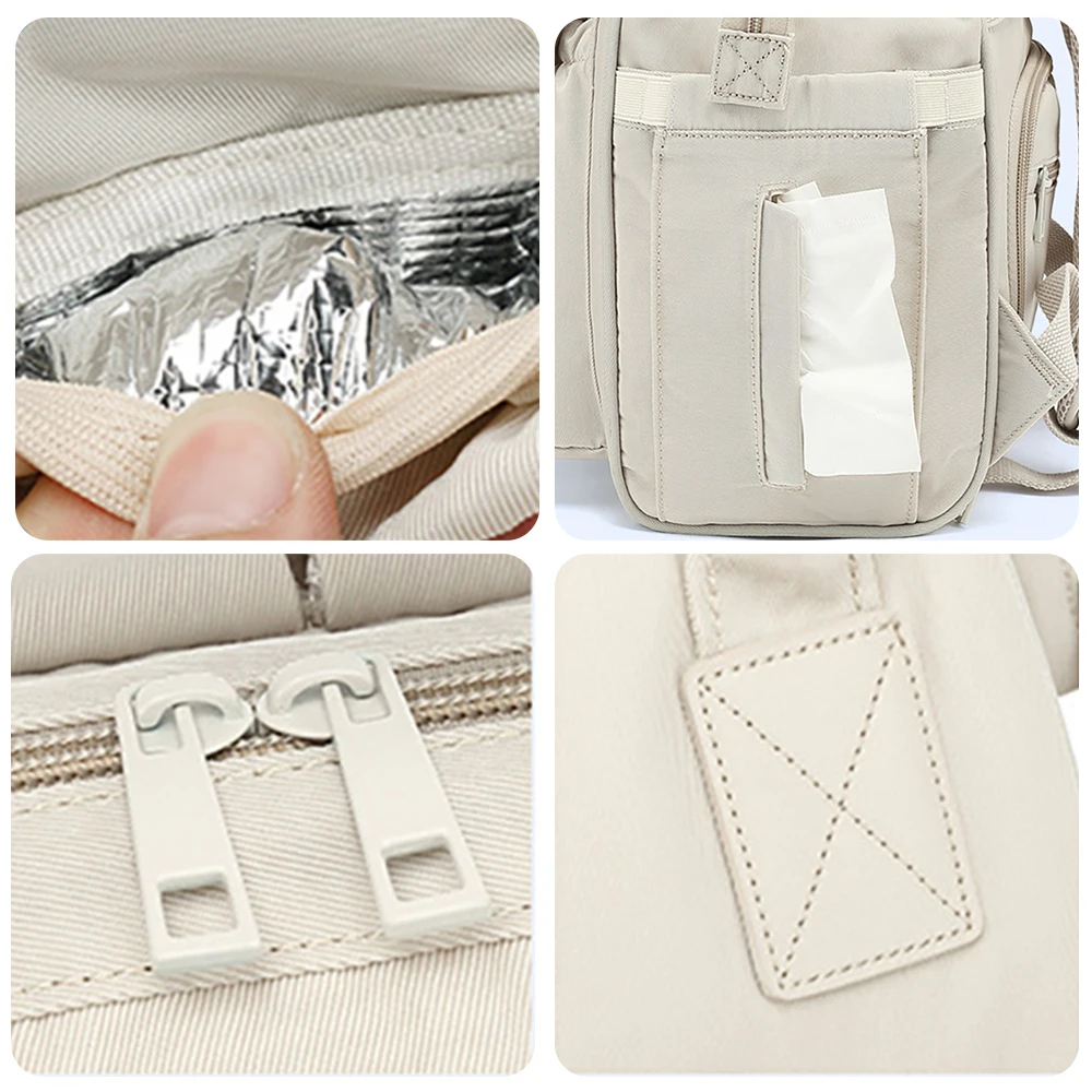Baby Nappy Bag Mummy Bag Backpack Waterproof Storage Handbag Outdoor Travel Mommy Maternity Bag For Baby Stuff 2 Layer Gray - Image 5