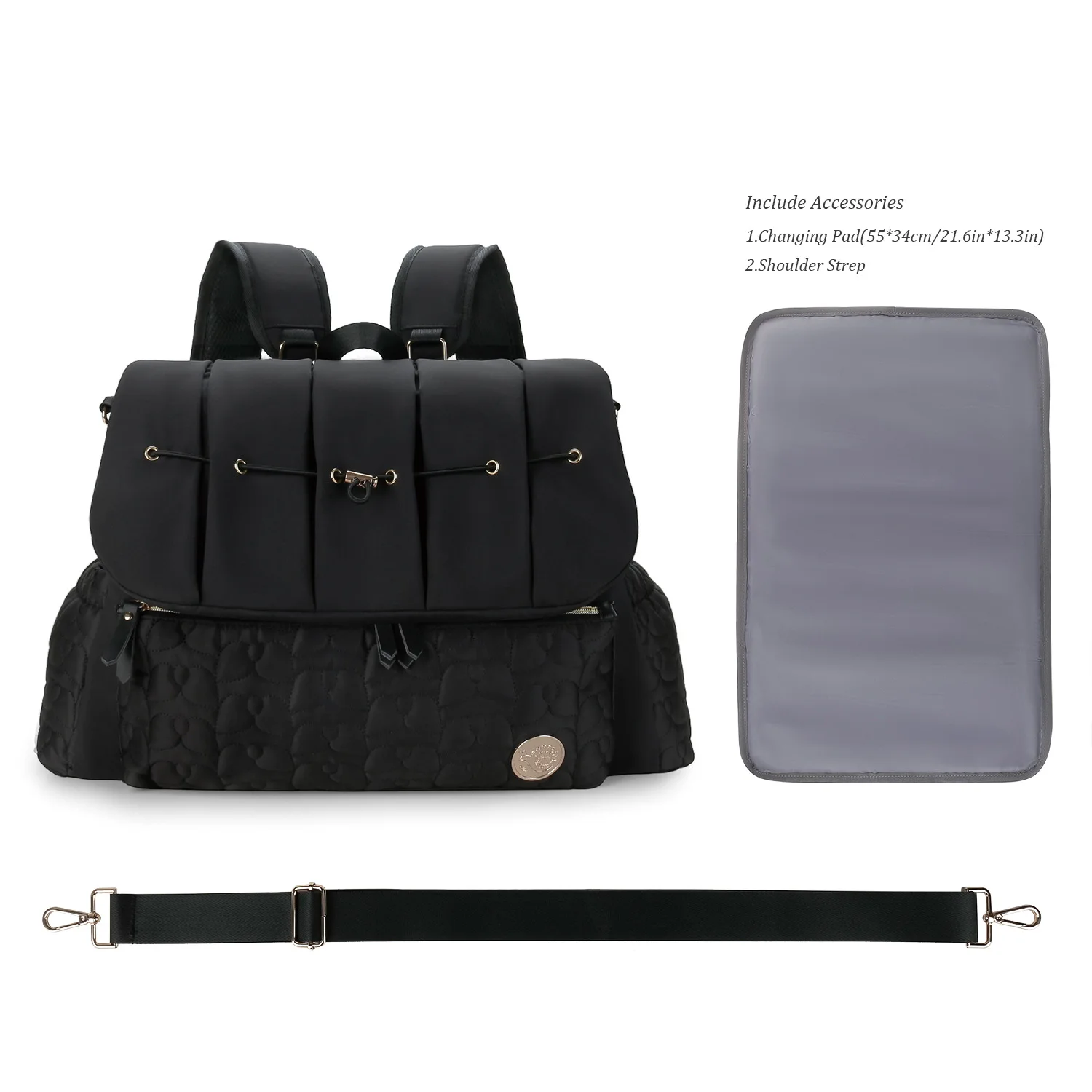 Baby Diaper Bag Backpack For Maternity Nappy Bag Removable Shoulder Straps Fashion Waterproof Mommy Handbag With Changing Pad - Image 5