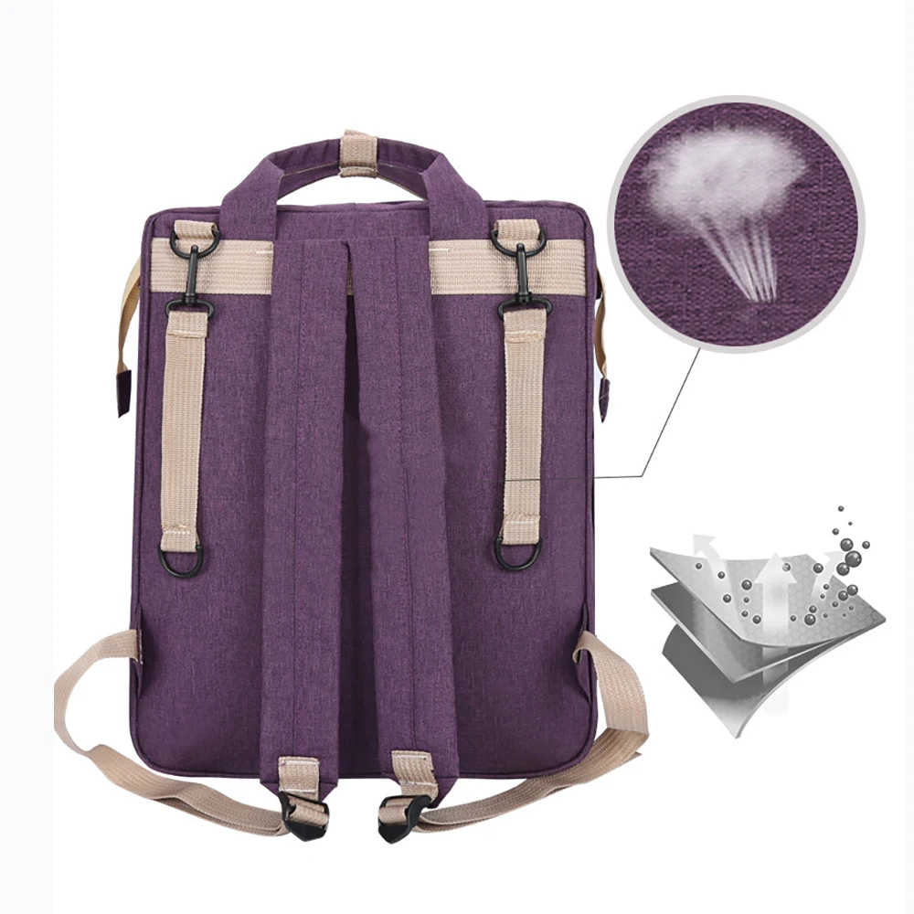 Foldable bed diaper bag with changing station insulated pocket and large capacity Multifunctional Double shoulder mommy bag - Image 4