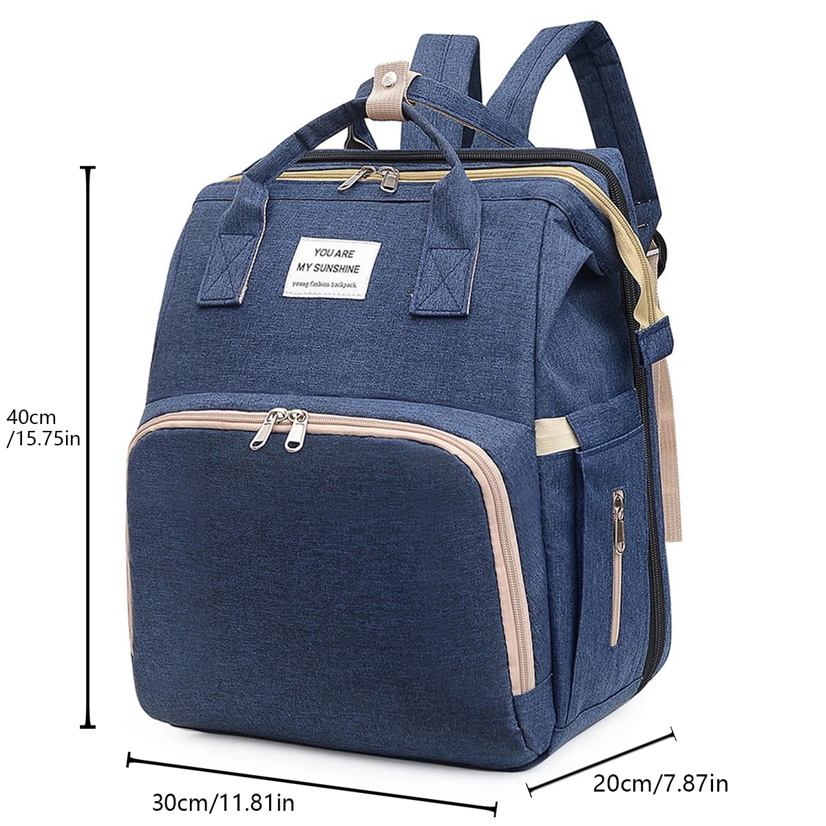 Foldable bed diaper bag with changing station insulated pocket and large capacity Multifunctional Double shoulder mommy bag - Image 3