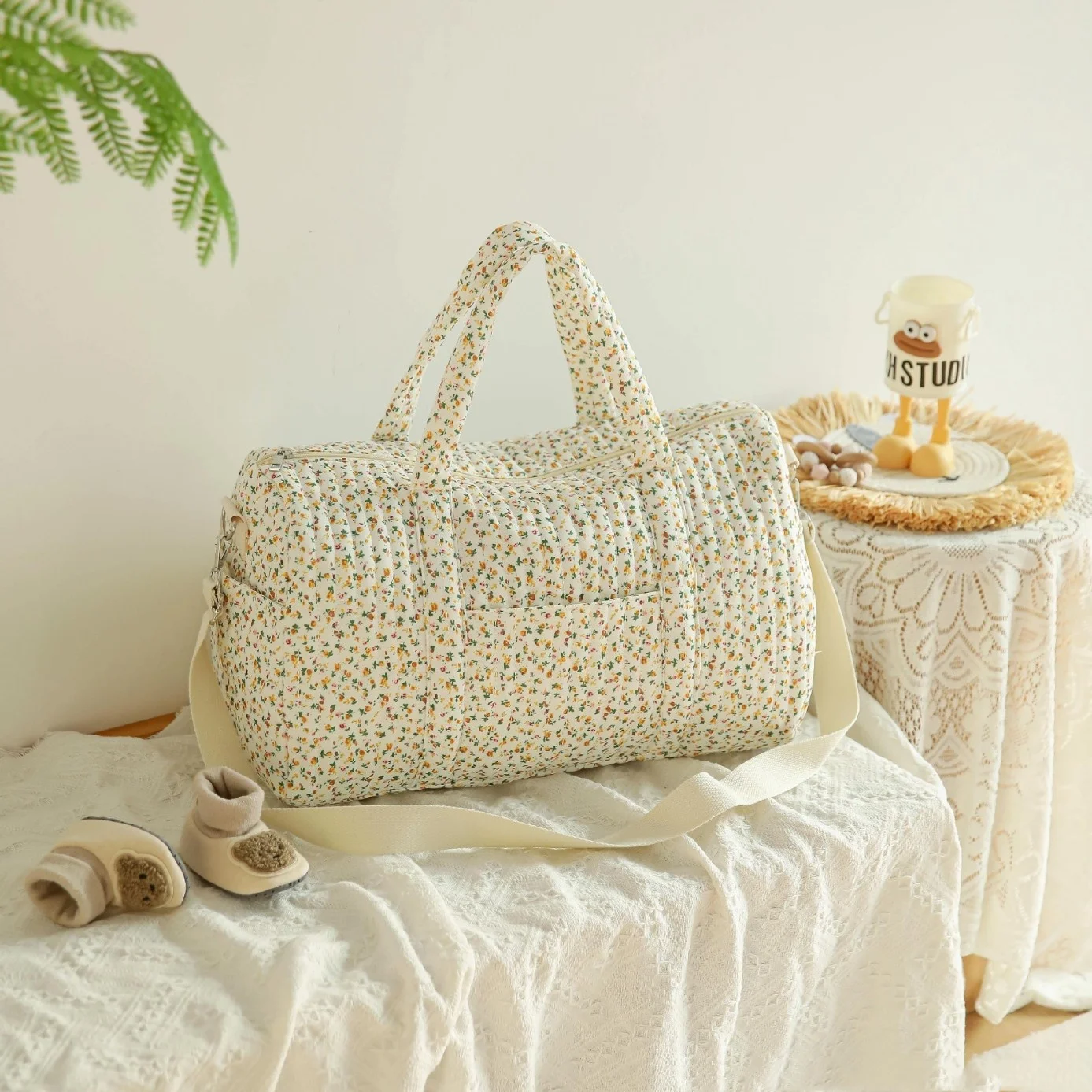 Large Capacity Mommy Bag Travel Tote Bag for Women Baby Diaper Bag Floral Print Multifunctional Crossbody Bag - Image 5