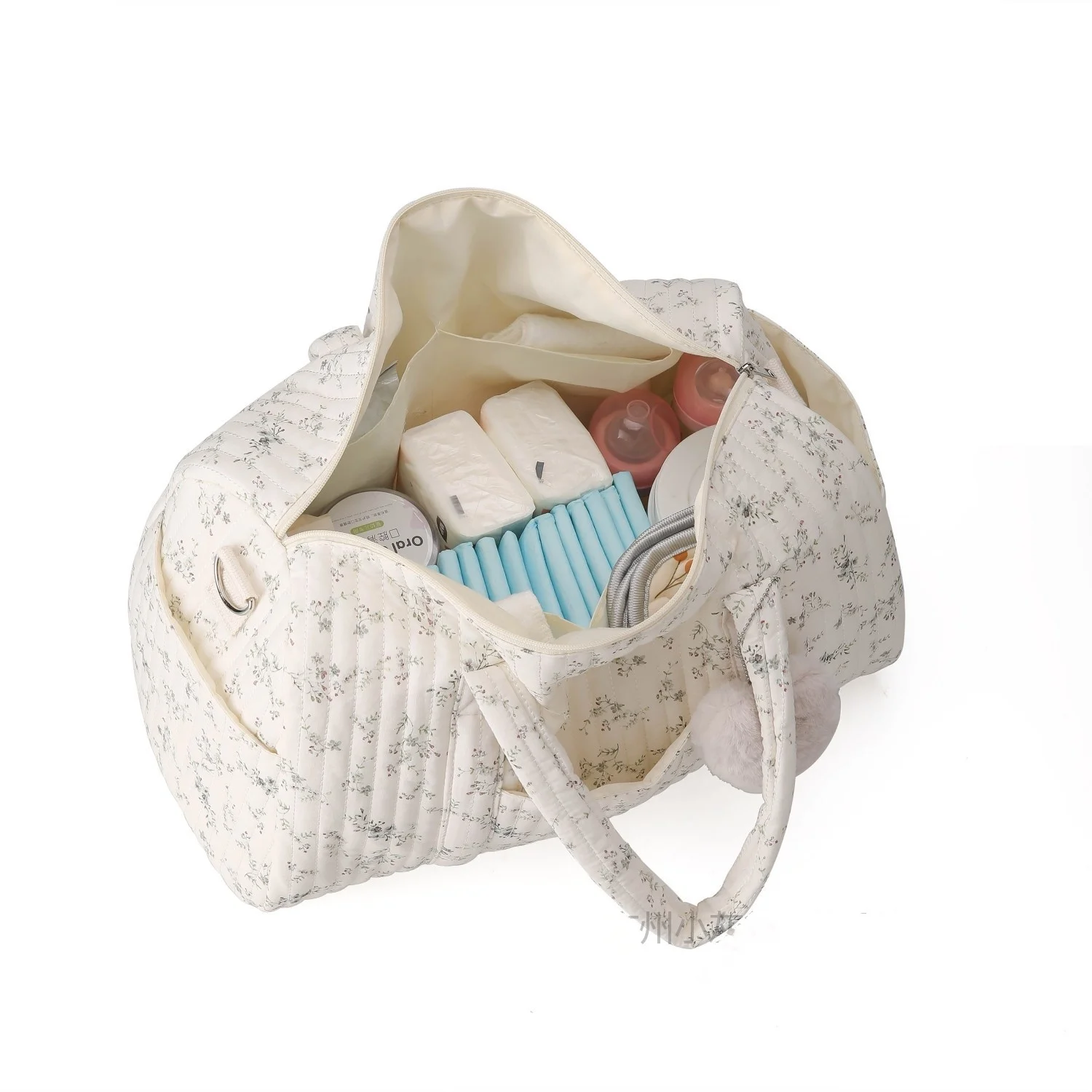 Large Capacity Mommy Bag Travel Tote Bag for Women Baby Diaper Bag Floral Print Multifunctional Crossbody Bag - Image 2