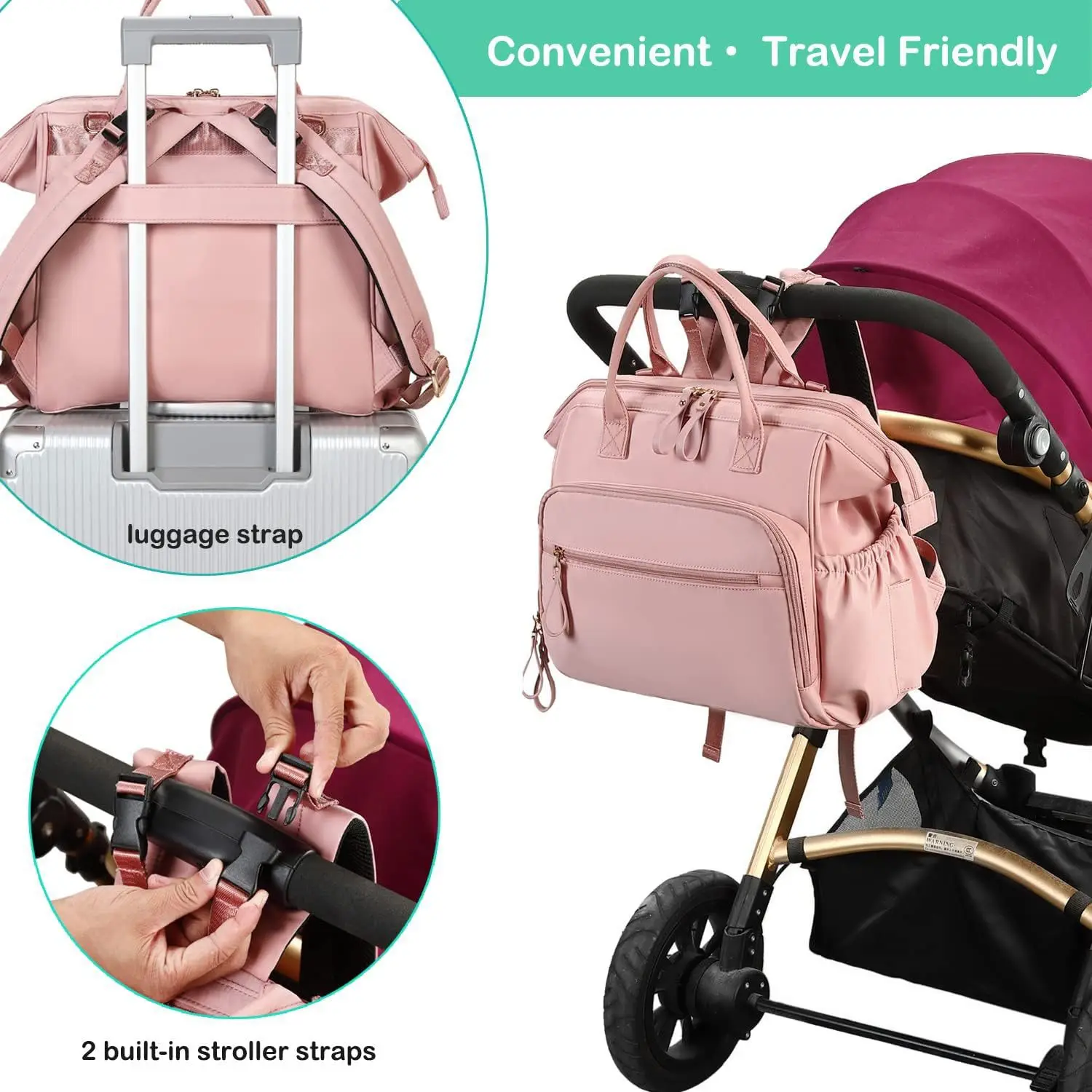 Mommy Diaper Bags Baby Stroller Hanging Bag Mother Large Capacity Nappy Backpacks with Changing Mat Convenient Baby Nursing Bags - Image 4