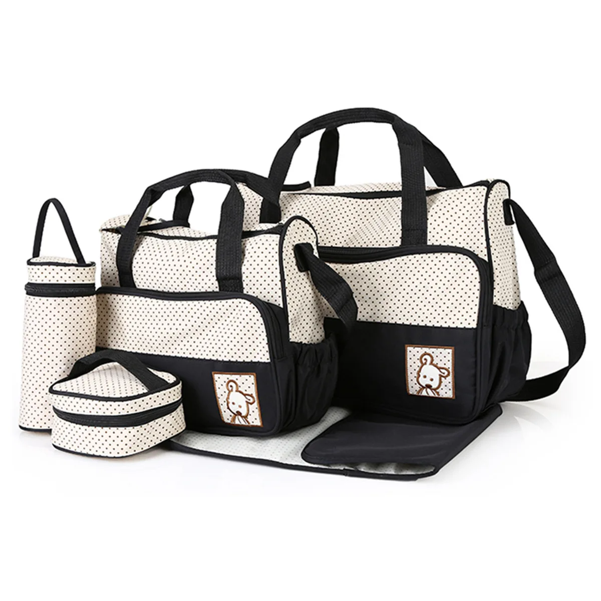 Five Piece Mommy Bag One Shoulder Oblique Straddle Mother Baby Bun Mother Bag Diaper Bag - Image 4