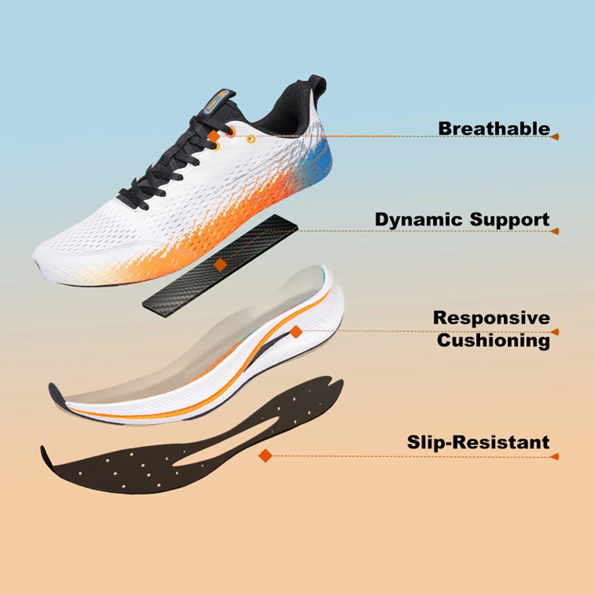 Baasploa Men Jogging Sports Shoes Carbon Plate Professional Cushioning Sneakers Male Outdoor Breathable Non Slip Running Shoes - Image 5