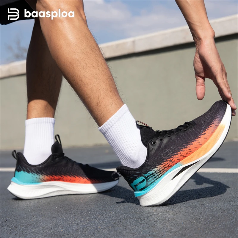 Baasploa Men Jogging Sports Shoes Carbon Plate Professional Cushioning Sneakers Male Outdoor Breathable Non Slip Running Shoes - Image 2