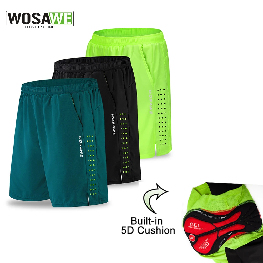 WOSAWE MTB Shorts Quick Dry Breathable Loose Shorts Mountain Bike Men's Shorts 5D Gel Pad Outdoor Running Riding Cycling Pants